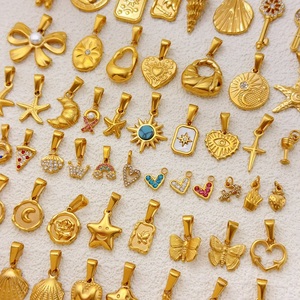 デザイナーチャーム ファッションDIYジュエリーアクセサリー ステンレス製 金メッキ ブーツ クロス ボウ パールペンダント ネックレス ブレスレット用 - Product Image 1