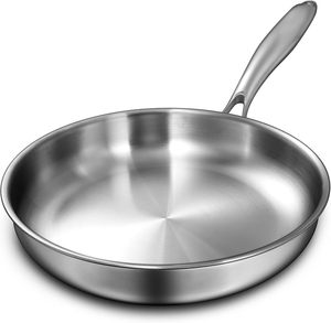 Stainless Steel Frying Pan 11.6 Inch,<strong>Tri</strong>-<strong>Ply</strong> Stainless Steel <strong>Cookware</strong>, Full and Heavy Duty,18/10 Cooking Surface - Product Image 1