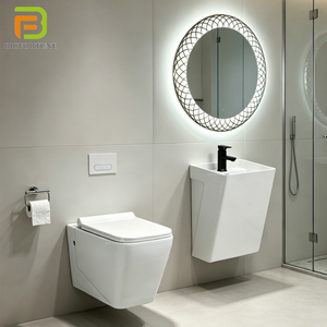WC suspendu sans bride Factory Square <span class=keywords><strong>avec</strong></span> réservoir encastré, vente en gros, ensemble de cuvettes de toilettes murales en céramique <span class=keywords><strong>avec</strong></span> siphon en P et <span class=keywords><strong>lavabo</strong></span> - Product Image 1