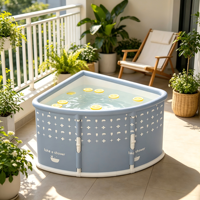 Baignoire d'angle gonflable pliable en forme d'éventail, portable, étanche, en PVC, pour spa à domicile, pour adultes, gain de place, pour la douche - Grande Vente