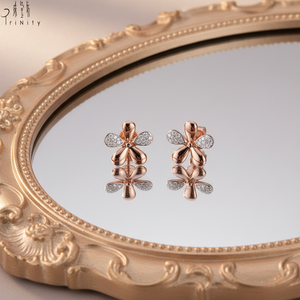 Pendientes de Alta Calidad al por Mayor, Hechos a Mano, con Diseño de Flores Exquisito, Joyería de Oro Rosa Sólido de 18K, Pendientes de Diamantes Naturales Reales - Product Image 6