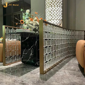 C412 New Arrival Luxury 304 Stainless Steel Crystal Glass Curved <b>Screen</b> Partition Room Divider Lobby Seat Restaurant Booth - Product Image 2