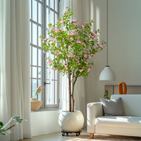 Vente chaude Pot noir myrte pêche fleur branche buis arbre artificiel intérieur extérieur mariage maison bureau décor plantes
