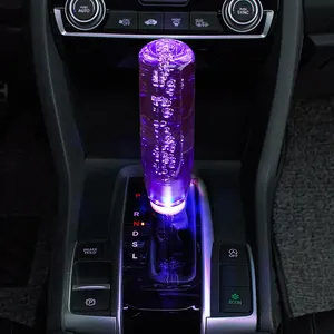 Manopla de câmbio de cristal acrílico, led rgb, transparente, alavanca de mudança, para at/mt, para carro