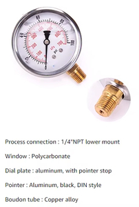 Alta Qualidade 2.5 Polegada <span class=keywords><strong>SS</strong></span> 304 Dial Manômetro Hidráulico 63 MM 63mm Aço Carbono Encaixe Hidráulico com Garantia de 1 Ano - Product Image 5