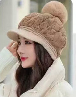 Casquette de baseball en fausse fourrure pour femme, pompon, bonnet en peluche avec rabat pour les oreilles, pour temps froid, neige, ski