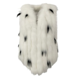 بلوزة نسائية شتوية أنيقة بفتحة رقبة على شكل حرف V معطف من الصوف بوجهين مع فرو ثعلب طبيعي سترة دافئة بلا أكمام - Product Image 1