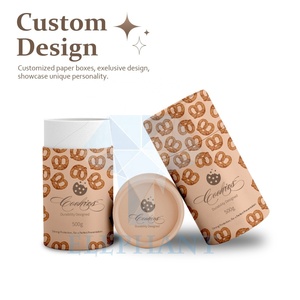Custom Printed Food Grade Blue Pink Kraft Paper Chocolate Chip Biscuits Cookie Cylinder Round Box Food Packaging Paper Tube - Product Image 6