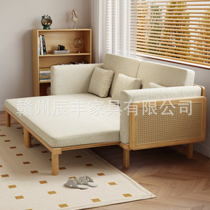 Solid Wood <b>Sofa</b> <b>Bed</b> Foldable Convertible Multi Functional Living Room Furniture Scandinavian Style Adult Use - Product Image 3