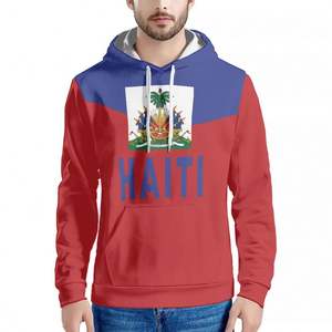 Felpe con cappuccio Pullover felpe taglie forti da palestra per allenamento da uomo amo Haiti la mia vacanza haitiana Vintage stampa con bandiera con cappuccio OEM - Product Image 2