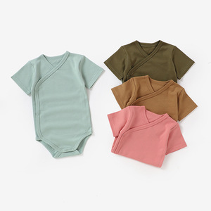Mameluco de Manga Larga para Bebé 100% Algodón Puro, Cierre con Botones a Presión, Color Sólido, Unisex, Ropa de Verano, Body para Recién Nacido, Tejido Transpirable - Product Image 1
