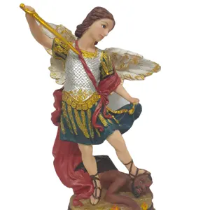 Hand Painted Resin Romeinse Exclusieve St. Michael De Aartsengel Verslaan Satan Beeldje