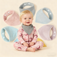 Bavoir bandana pour bébé respirant et doux pour la peau, 100% coton musulman, réutilisable, tissu froissé, réglable, bavoir d'alimentation pour bébé