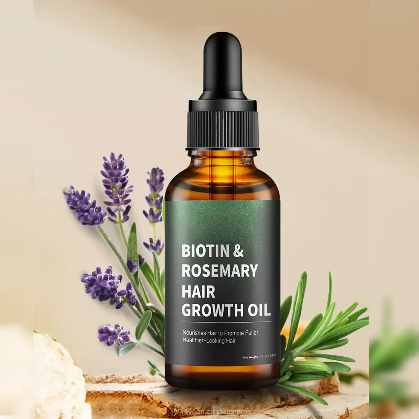 100% Minyak Rosemary Murni Alami Pertumbuhan Rambut untuk Perawatan Rambut Rontok Memelihara Kulit Kepala Serum Pertumbuhan Biotin