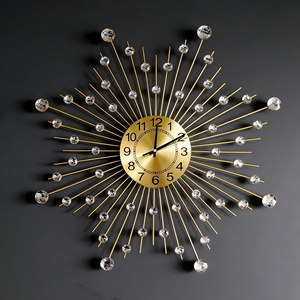 Modern Metal Crystal Wall <b>Clock</b> Silent Quartz Analog Round Single Face <b>Battery</b> Powered Living Room Decor - Product Image 5