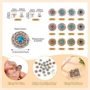 Sets <b>Leather</b> Decorative Conchos Turquoise Decorative Buttons Metal Rapid <b>Rivet</b> Vintage Western <b>Leather</b> Replacement Buckles For D - Product Image 2