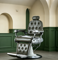 Fauteuil de Barbier Professionnel Hydraulique Rembourré Rétro de Luxe Populaire pour Salon de Coiffure et Barbier, Charge Lourde