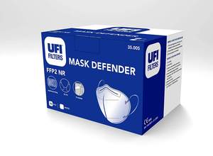 FFP2 Máscara Defender UFI Filtros 20 Máscaras desechables Purificación de aire EN 149 2001 A1 2009 Estándar - Product Image 3