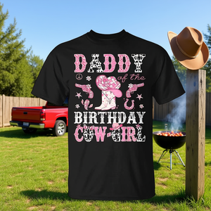 Camiseta occidental rosa para papá, con la inscripción 'Daddy Of The Birthday Cowgirl' - Product Image 3