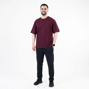 T-shirt décontracté pour homme à manches courtes, col rond, coupe classique, motif uni, matière personnalisable, respirant, effet délavé, impression personnalisée, vierge - Product Image 1