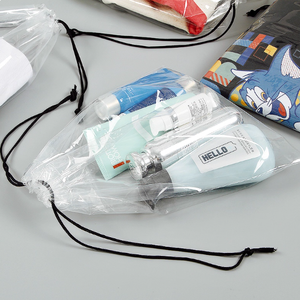 Chaussures de voyage en plastique personnalisées en usine vêtements anti-poussière organisant le stockage sacs à cordon transparents avec double cordon de serrage en coton - Product Image 3