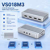 Tarjeta de Captura HDMI de 2 Canales USB3.0 1080P60/30 con Salida HDMI Dual, Entrada de Micrófono de 3.5mm, Salida de Audio, Sin Controladores, Transmisión en Vivo