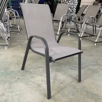 Fauteuil de patio d'extérieur en acier à dossier haut, chaise de salle à manger d'extérieur empilable, chaise de patio en toile empilable