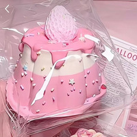 Jouet anti-stress ultra-doux en silicone de qualité alimentaire, unisexe, à usage général, en forme de pudding à la crème de cerise, à presser, fait main, DIY