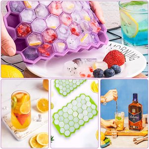 Moule à glaçons en silicone antiadhésif sans BPA, 37 cavités, forme hexagonale, moule à glaçons nid d'abeille, forme en silicone - Product Image 4