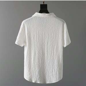 ชุดเซ็ตฤดูร้อนสำหรับผู้ชาย เสื้อแขนสั้น + กางเกงขายาว สีพื้น ปกเสื้อโปโล ติดกระดุม เอวยางยืด ชุดลำลอง - Product Image 5