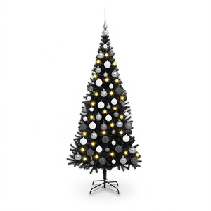 Sapin de Noël en PVC noir de 70,9 pouces avec 300 lumières LED festives pour une utilisation intérieure et extérieure - Product Image 1