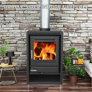 Poêle à <span class=keywords><strong>bois</strong></span> en acier moderne autoportant, foyer multifonctionnel <span class=keywords><strong>double</strong></span> <span class=keywords><strong>face</strong></span> pour le chauffage de la chambre - Product Image 2