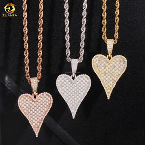 Envío Directo, Joyería Fire, Colgante Hip Hop, Plata 925, Oro Blanco, Oro Rosa, Vvs, Baguette, Moissanita, Diamante, Colgante con Forma de Corazón - Product Image 2