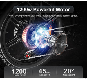 2024 <span class=keywords><strong>SAMEBIKE</strong></span>, Marco plegable de 20 pulgadas, 17Ah, 1200W, todoterreno, <span class=keywords><strong>1000W</strong></span>, neumático grueso, bicicleta de montaña eléctrica negra mate - Product Image 6