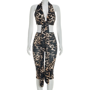 GHH12304- 2026 Nuevo Conjunto Sexy de <span class=keywords><strong>Moda</strong></span> con Escote Profundo en <span class=keywords><strong>V</strong></span> para Mujer, con Tirantes y Estampado de Leopardo - Product Image 4