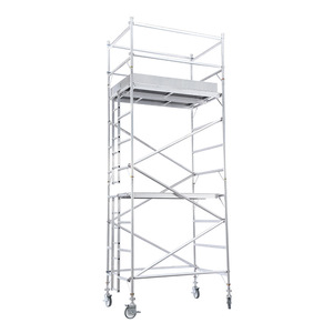 Échafaudages de construction mobiles en aluminium à traction droite double largeur largement utilisés pour l'escalade des bâtiments Nouveau mobile amélioré - Product Image 3