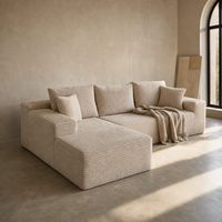 Modernes Strukturiertes Cord-Modulsofa, Großes 3-4-Sitzer L-förmiges Ecksofa-Set, Geeignet für Wohnungen und Hotels