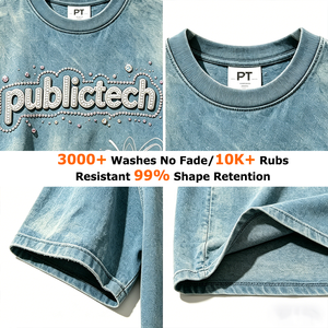 Customize Streetwear Vintage Rhinestone Unisex O-neck 100% Cotton Anti-Wrinkle Letters Monkey <b>Wash</b> Blue Oversized T-shirt Men - Product Image 2