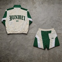 Ensemble court coupe-vent personnalisé par le fabricant, survêtement décontracté léger en nylon coupe-vent avec patchwork pour homme, idéal pour l'été