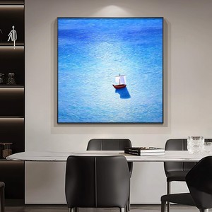 Sailboat Seascape Oil Painting Framed Metal <b>Frame</b> Modern Minimalist Living Room Sofa Background <b>Wall</b> Art Decoration - Product Image 4