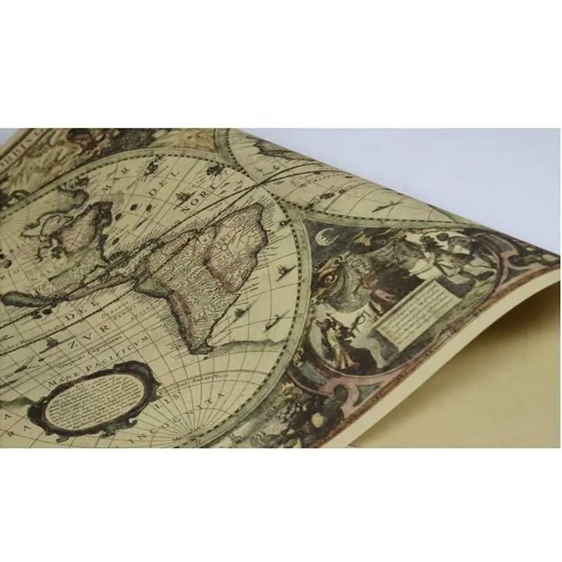 Peta Navigasi Dunia Antik Dinding Grafik Lama Kerajinan Retro Kertas Lukisan Poster Peta Dekorasi Garasi Rumah Seni Cetak