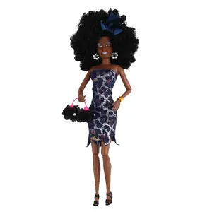 Haute qualité cheveux bouclés belle afro-américaine fille noire modèle de mode 12.5 pouces en plastique américain noir poupée de mode