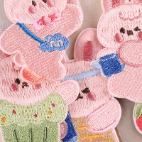 Cartoon Roze Konijn Ontwerp Geborduurde Patches Voor Diy Decoraties Borduurwerk Voor Broek Rok Rugzak Voor Hoed