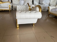 Canapé Trône Royal en Cuir Blanc et Doré de Qualité Supérieure pour Mariage, Chaise du Roi et du Marié