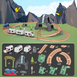 Juguete de escena de tráfico <span class=keywords><strong>para</strong></span> niños, montaje de tren de vía férrea, <span class=keywords><strong>locomotora</strong></span> con sonido ligero, bricolaje, novedad de 2022 - Product Image 6