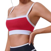 Soutien-gorge de sport antichoc haute intensité color-block avec bretelles croisées, débardeur sans couture en Spandex/Nylon pour la course et le yoga féminin