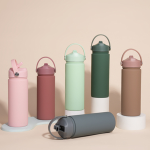 Bottiglia d'acqua sportiva da 500ml S.S con coperchio in paglia a bocca larga-Thermos con manico portatile isolato per escursioni in palestra all'aperto - Product Image 3