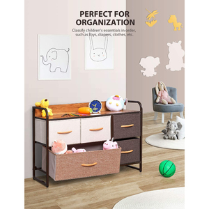 <span class=keywords><strong>Commode</strong></span> à <span class=keywords><strong>5</strong></span> <span class=keywords><strong>tiroirs</strong></span> en tissu avec cadre métallique, style classique, rangement domestique, gain de place - Product Image 5