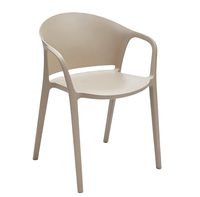 Chaise de salle à manger moderne en plastique avec accoudoirs et dossier ergonomique, imperméable, empilable et légère pour cafés et appartements (vente en gros)