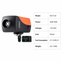 Chauffage de stationnement diesel portable 2KW-5KW 12V/24V, chauffage diesel à air avec écran LCD, faible consommation de carburant pour camion, camping-car, maison